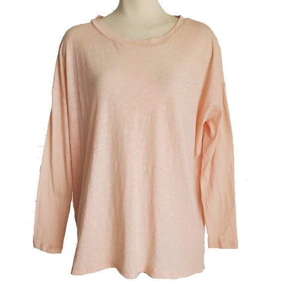 NWT - Lou & Grey Peach 100% Cotton Oversized Drop Shoulder Long Sleeve Tee XS - Picture 1 of 14